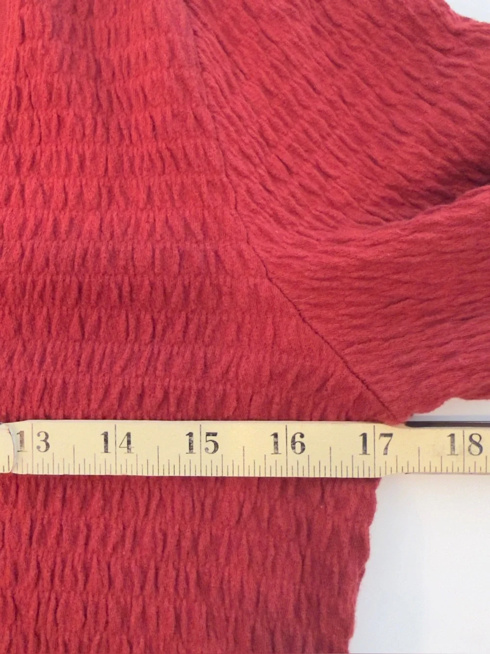 Anthropologie Wine Red Smocked Bell Sleeve Scoop Neck Top Size M